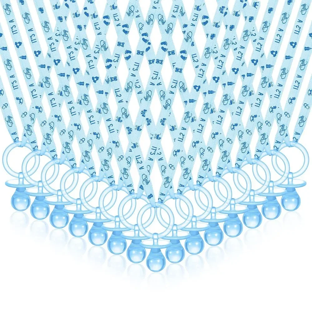 100 Pcs Baby Shower Favors Pacifiers Necklace Decorations (Blue)